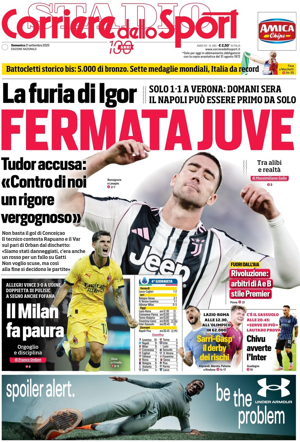 Corriere Dello Sport, prima pagina