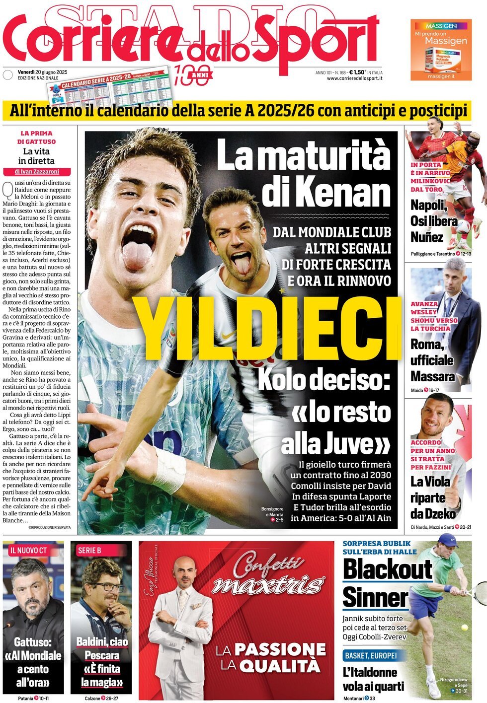 Corriere Dello Sport, prima pagina
