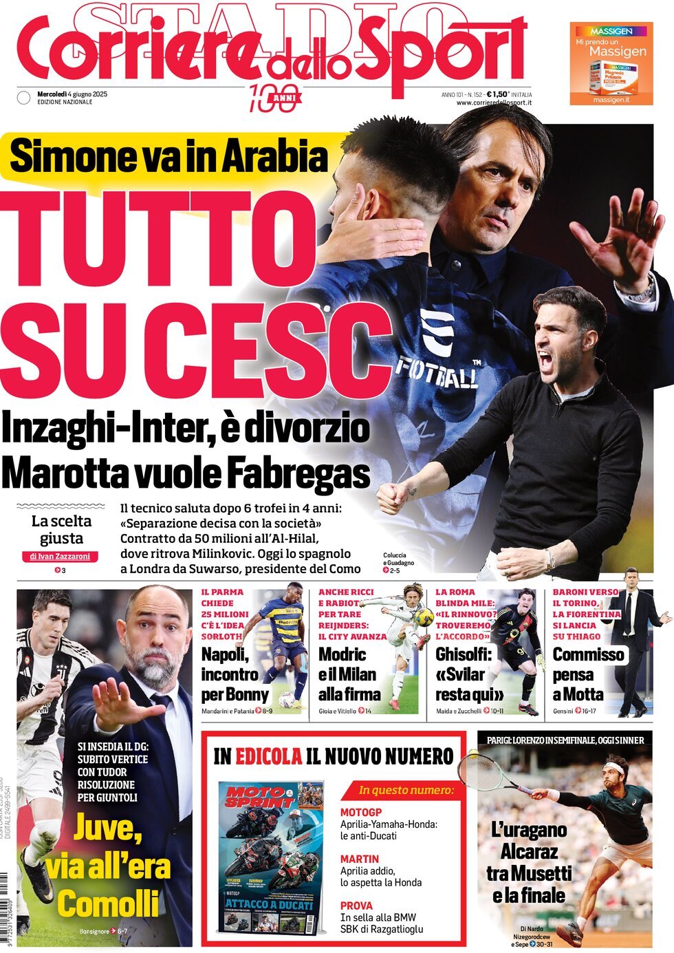 Corriere Dello Sport, prima pagina