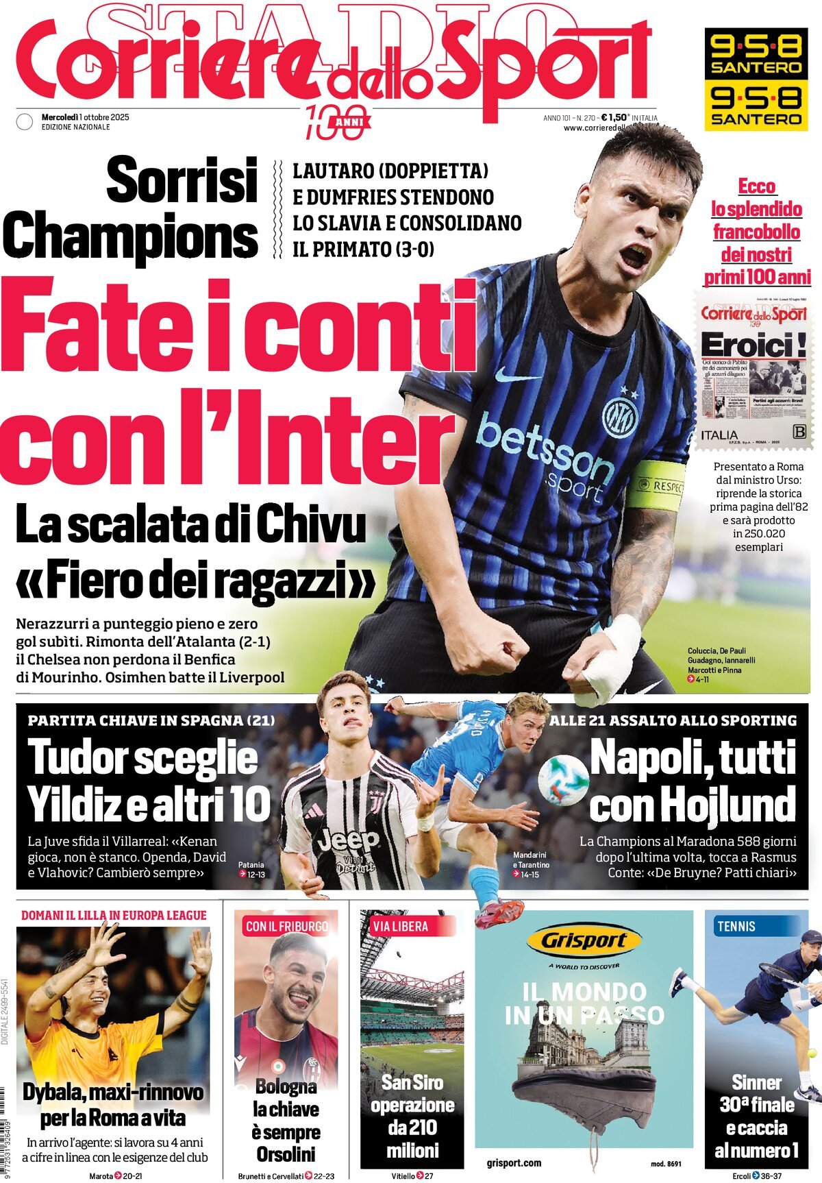 Corriere Dello Sport, prima pagina