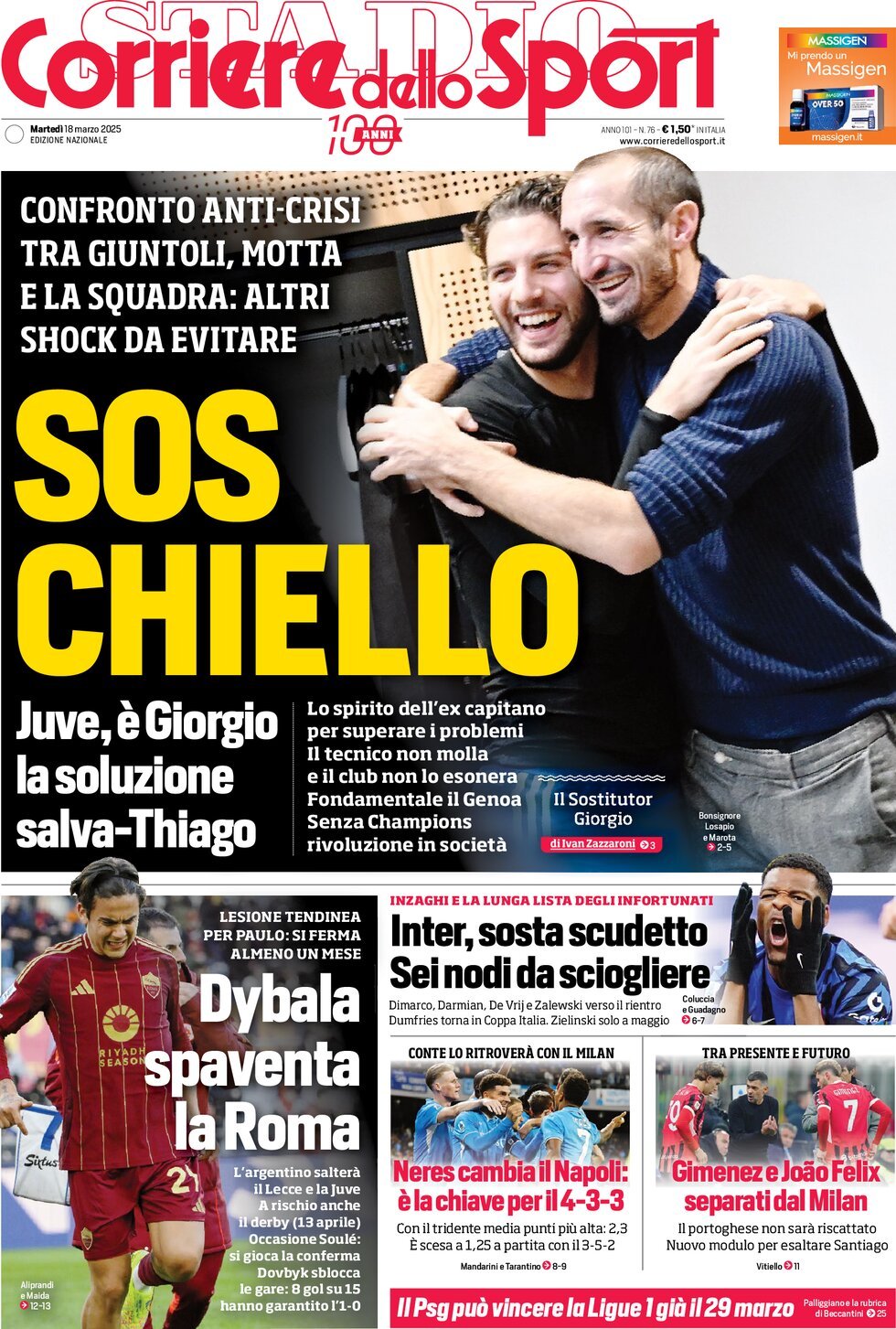 Corriere Dello Sport, prima pagina