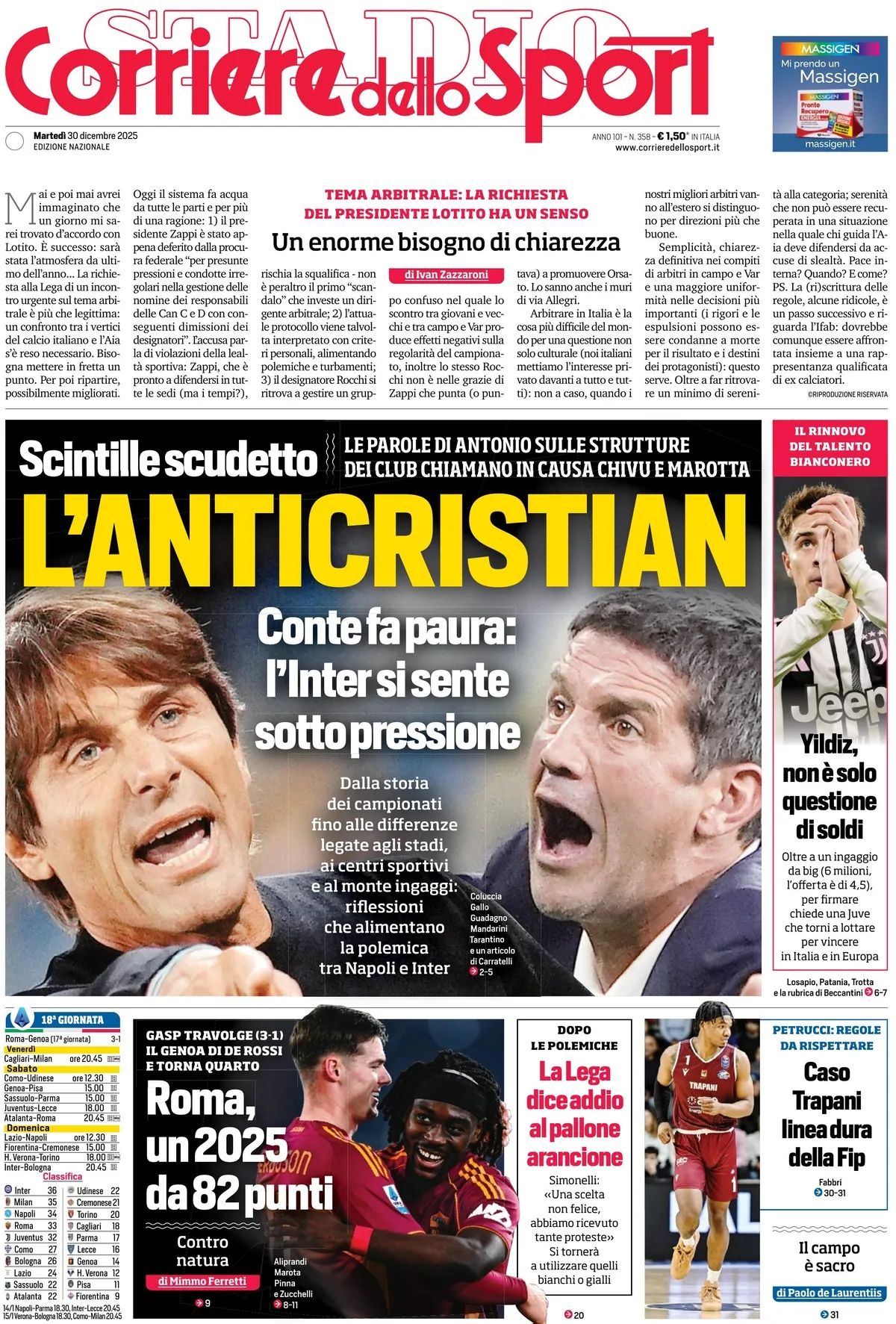 Corriere Dello Sport, prima pagina