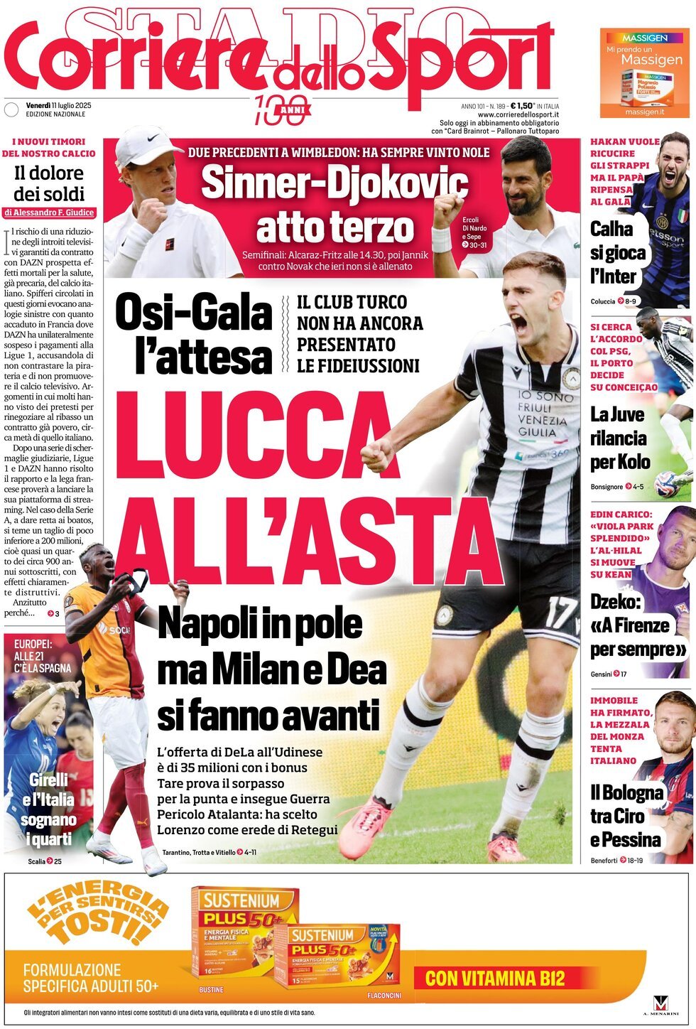 Corriere Dello Sport, prima pagina