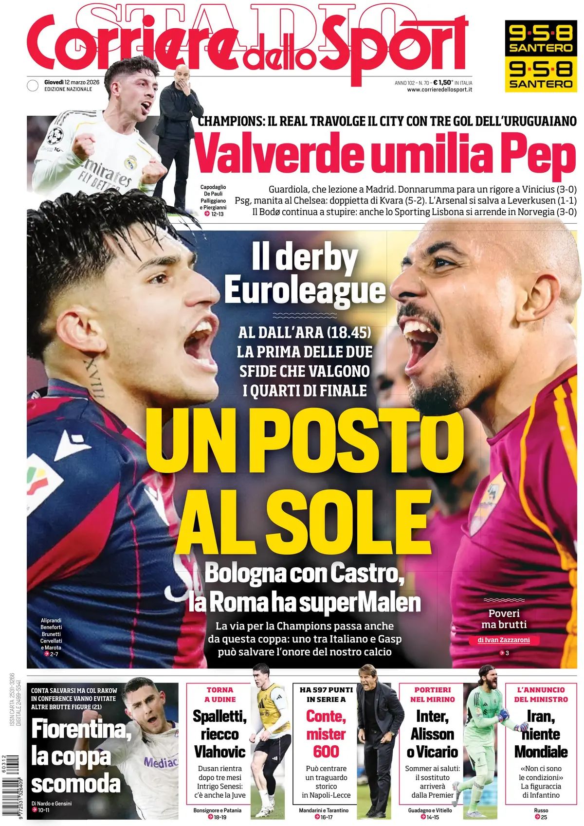 Corriere Dello Sport, prima pagina