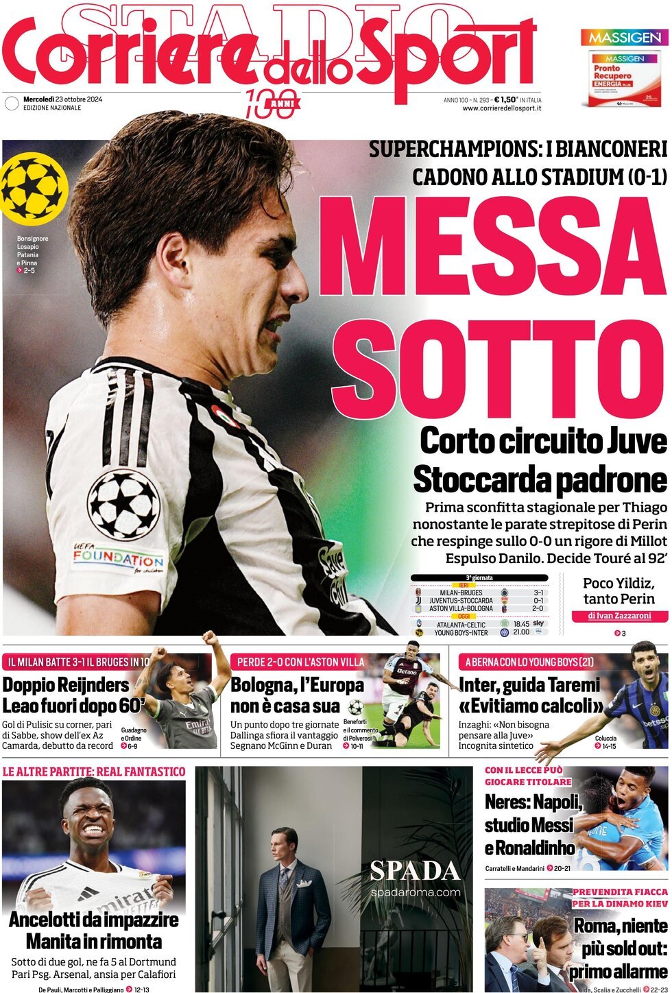 Corriere dello Sport prima pagina 
            Edizione di Oggi, Mercoledì 23 Ottobre 2024