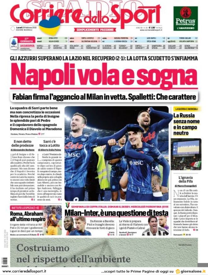 Corriere Dello Sport, prima pagina