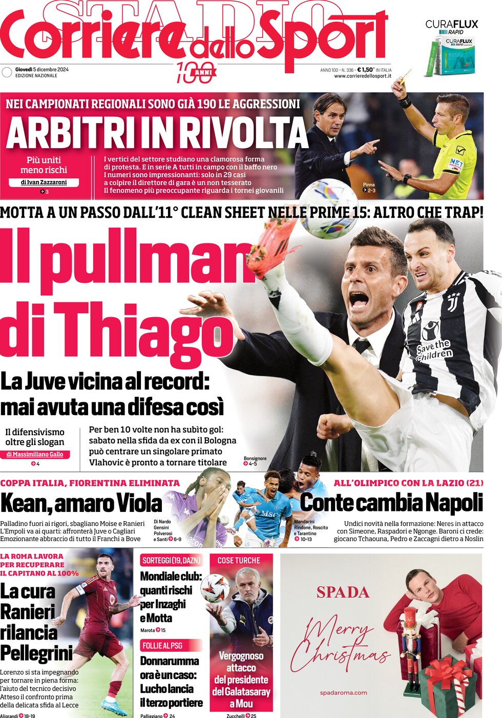 Corriere dello Sport prima pagina 
            Edizione di Oggi, Giovedì 05 Dicembre 2024