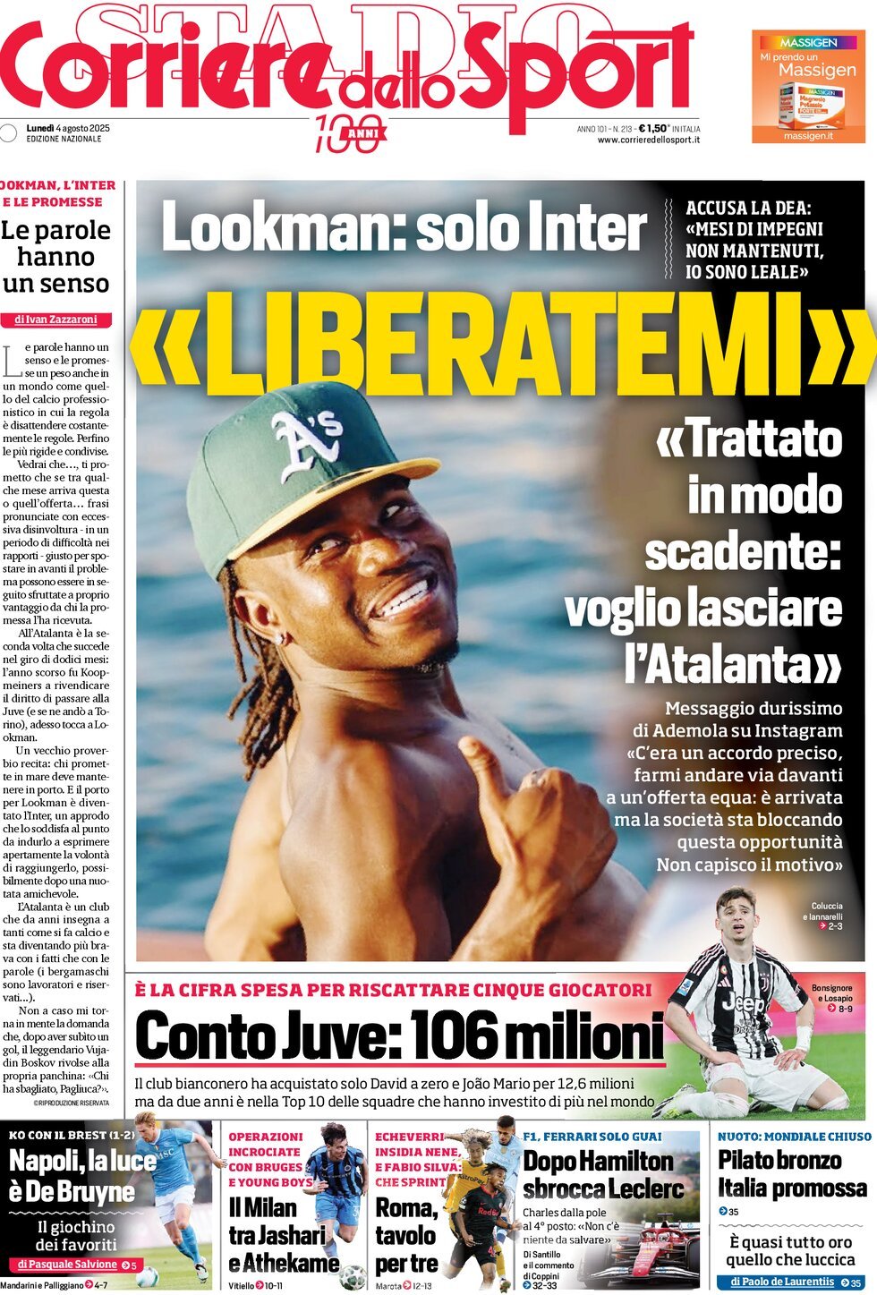Corriere Dello Sport, prima pagina