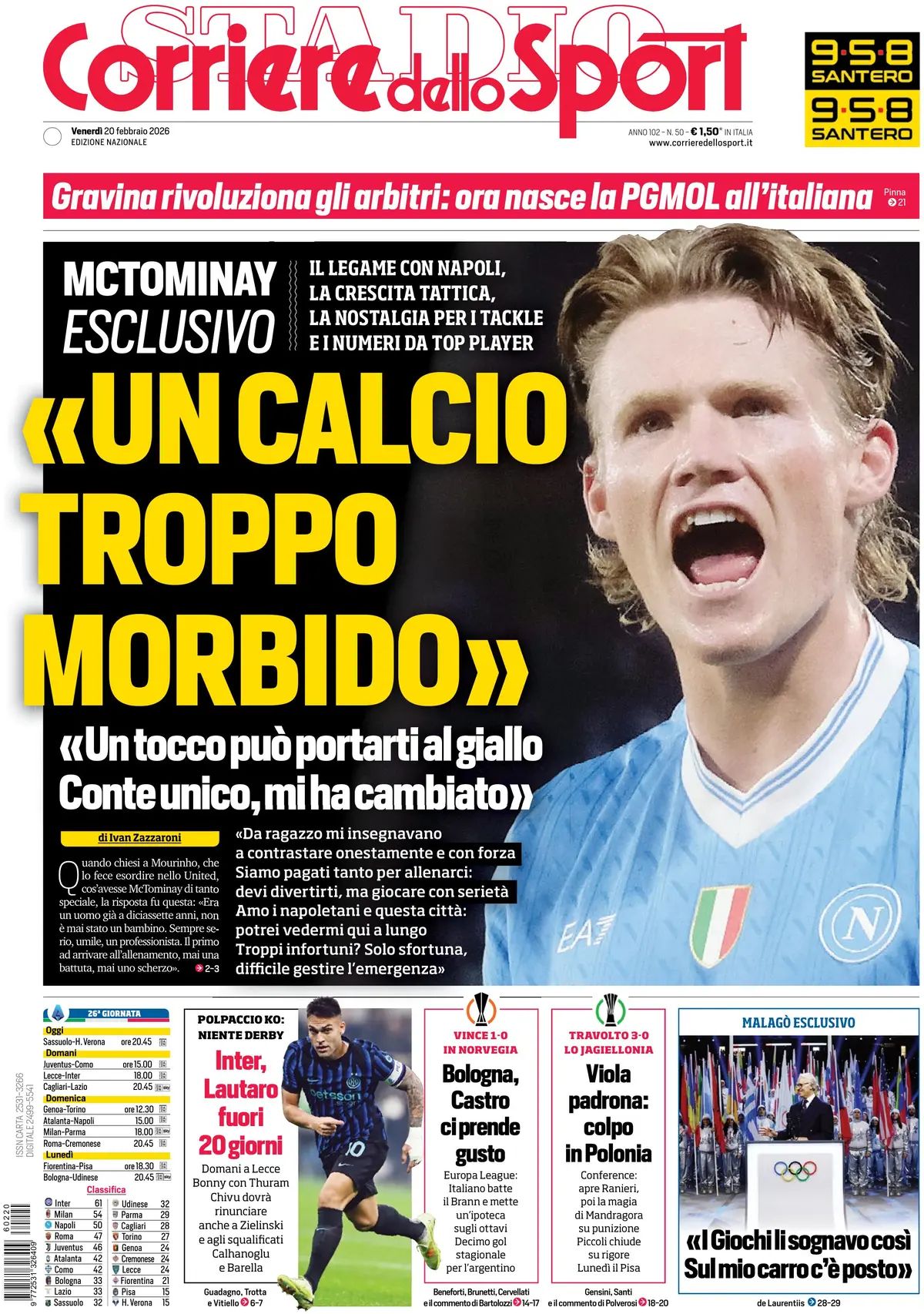 Corriere Dello Sport, prima pagina