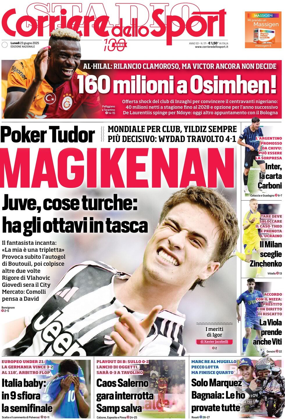 Corriere Dello Sport, prima pagina