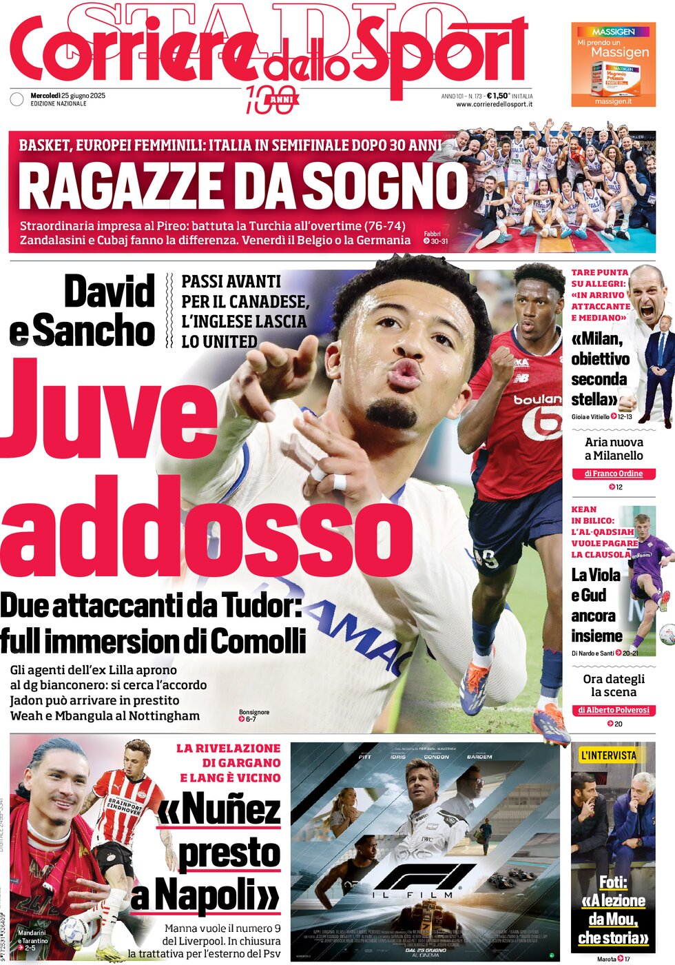 Corriere Dello Sport, prima pagina