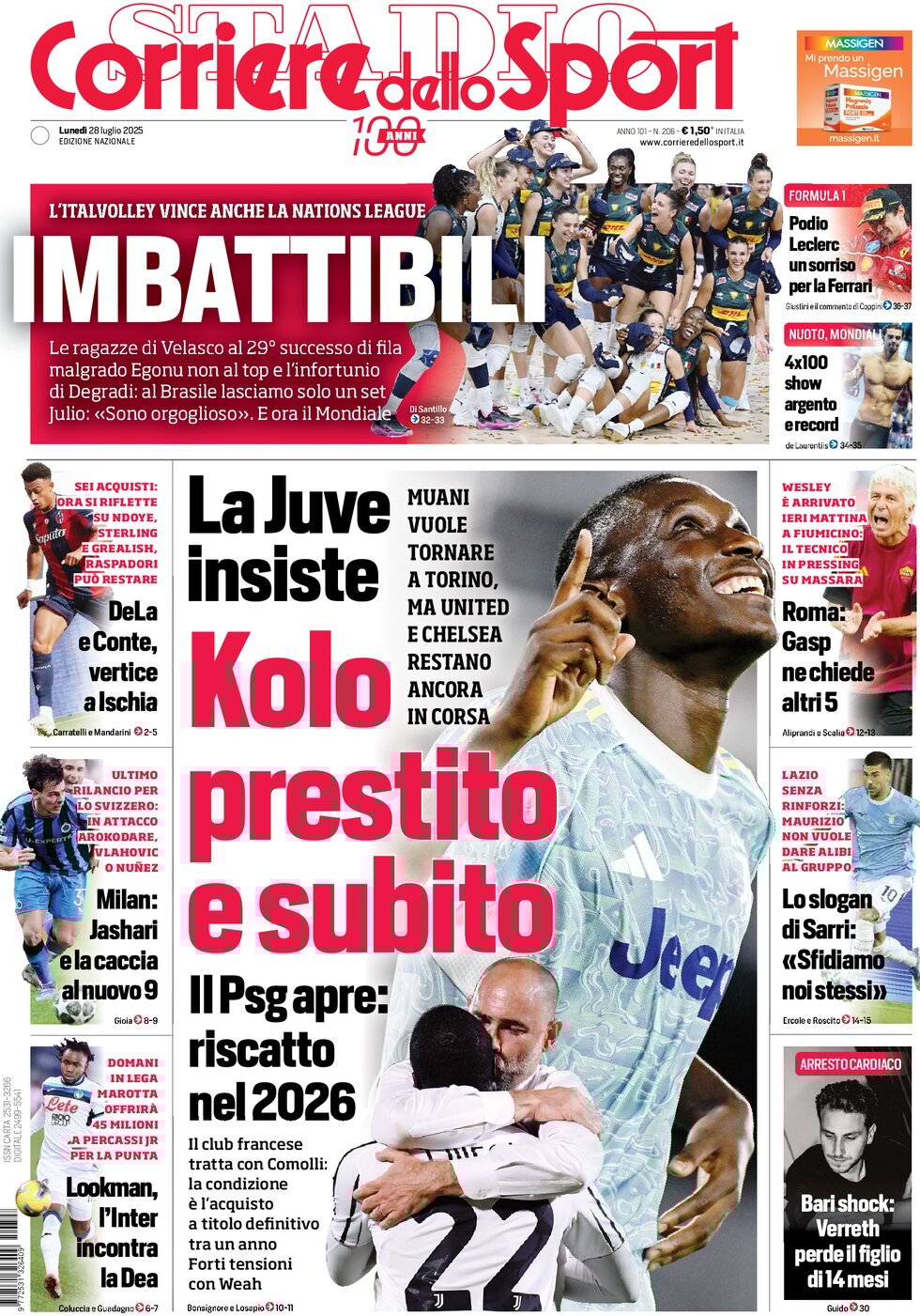 Corriere Dello Sport, prima pagina