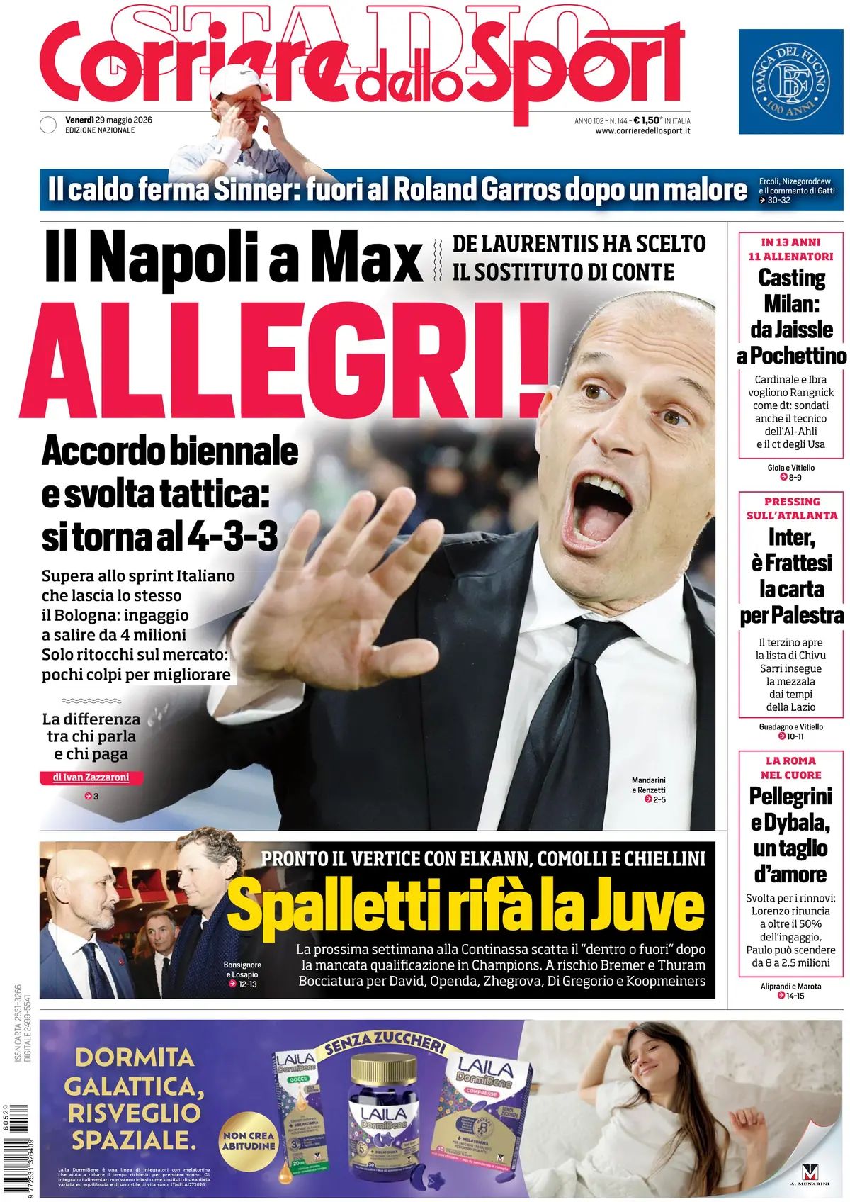 Corriere Dello Sport, prima pagina