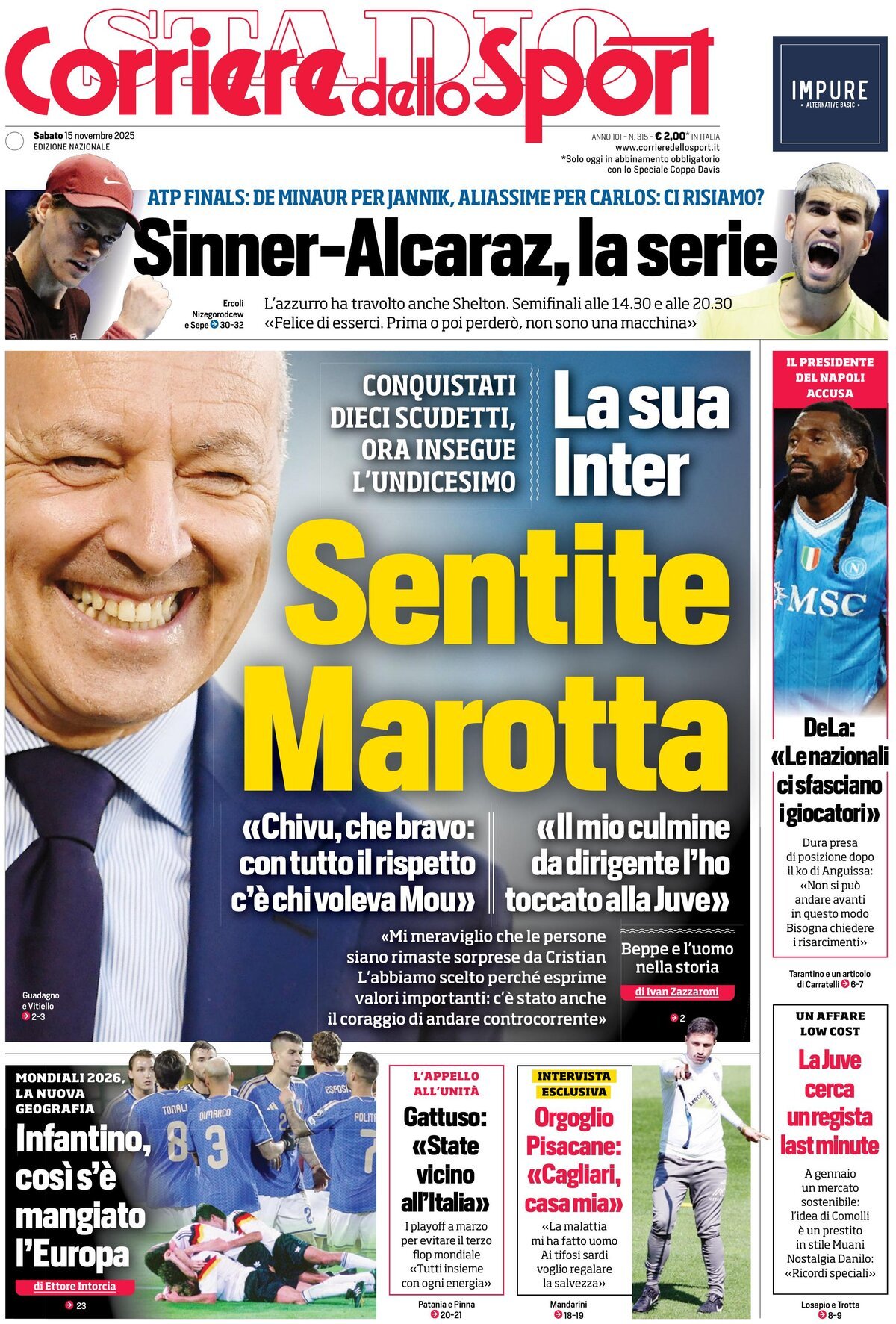 Corriere Dello Sport, prima pagina