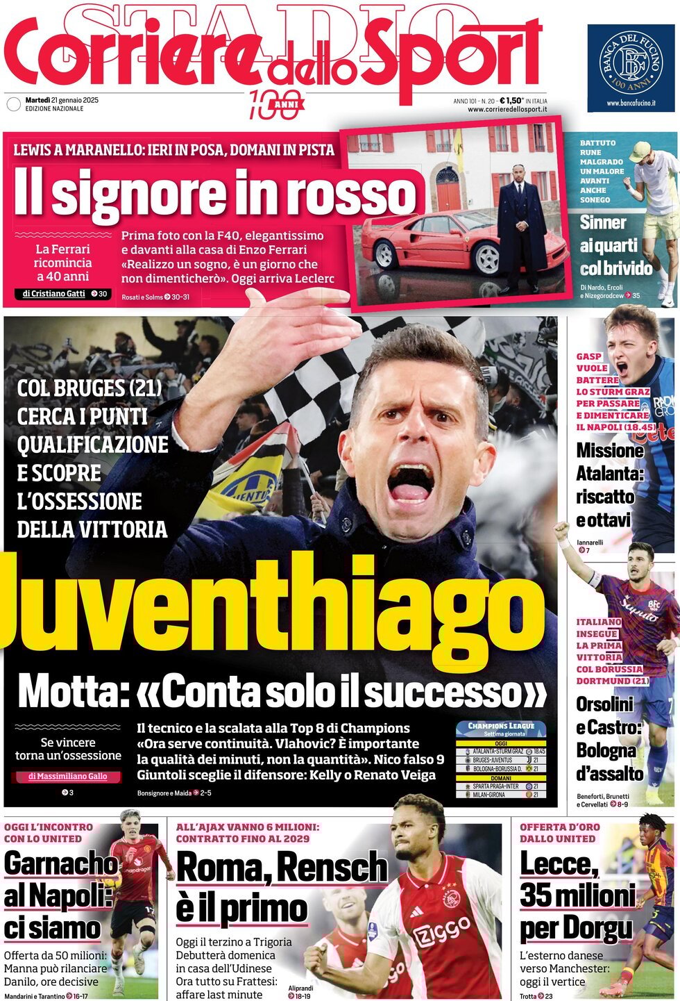 Corriere Dello Sport, prima pagina