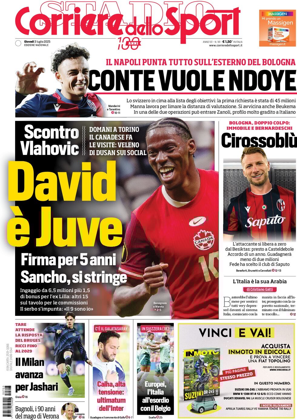 Corriere Dello Sport, prima pagina