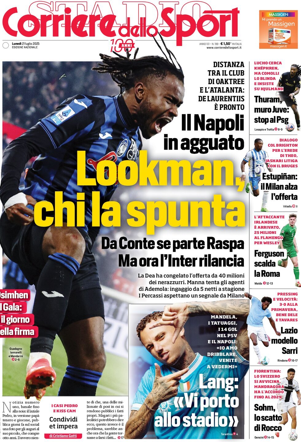 Corriere Dello Sport, prima pagina