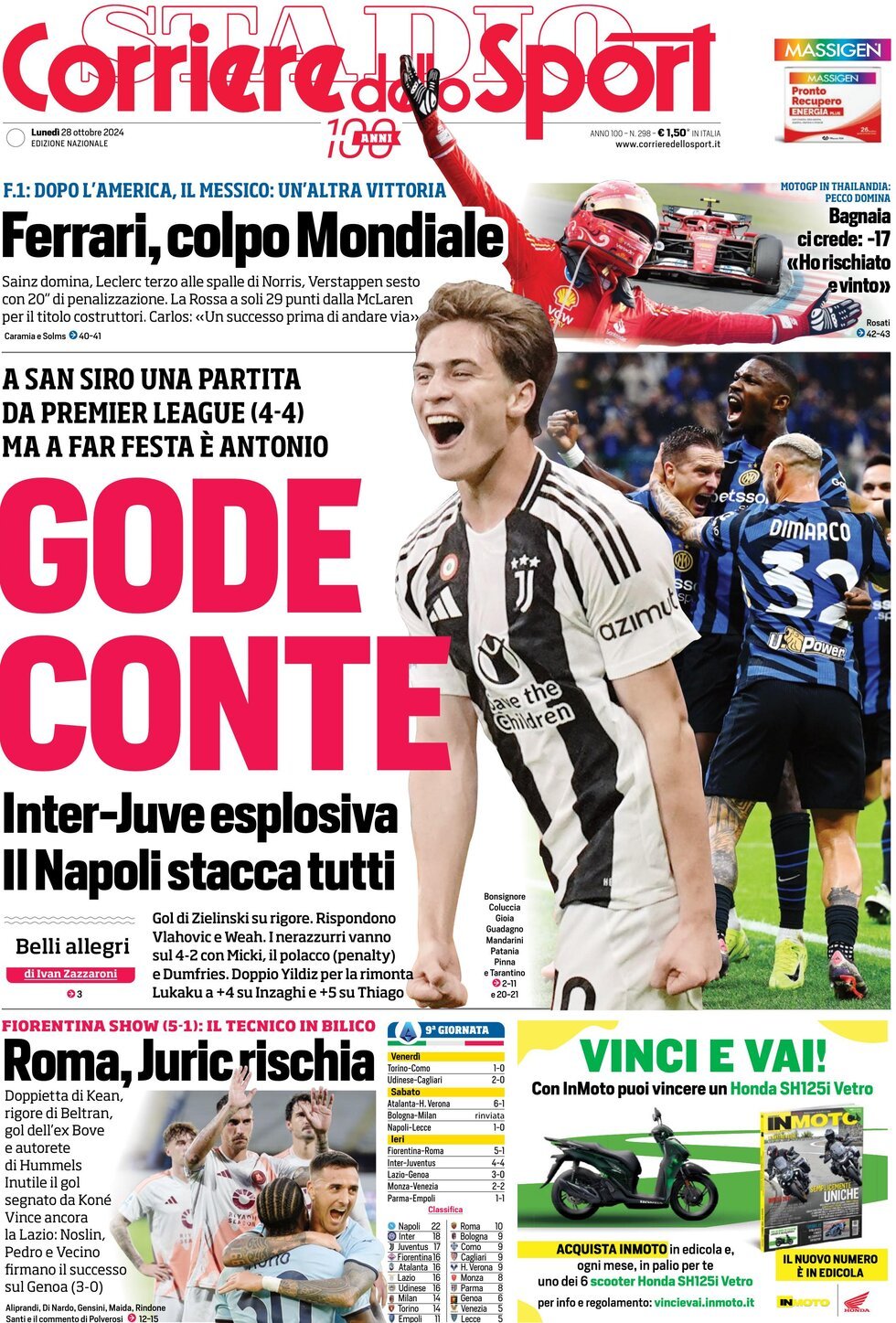 Corriere dello Sport prima pagina 
            Edizione di Oggi, Martedì 29 Ottobre 2024