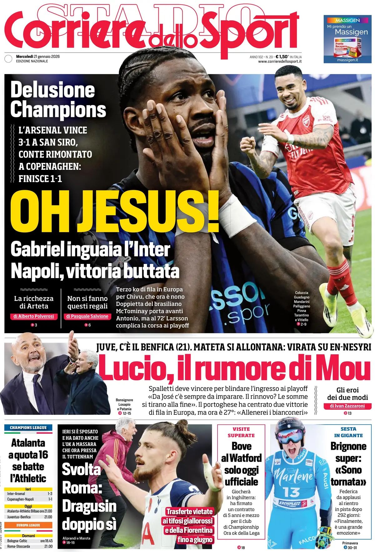 Corriere Dello Sport, prima pagina