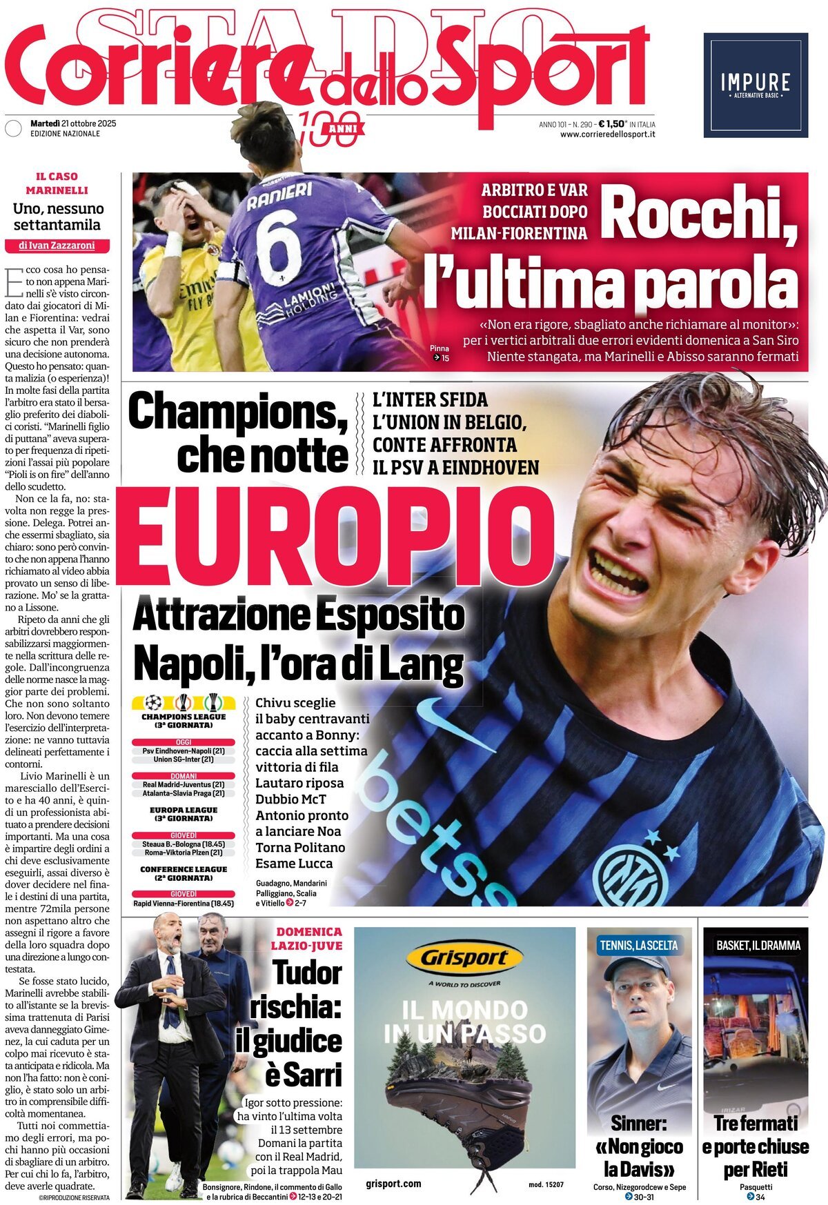 Corriere Dello Sport, prima pagina