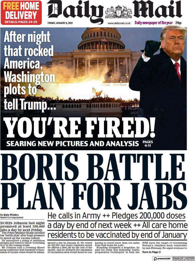 Daily Mail (UK), prima pagina