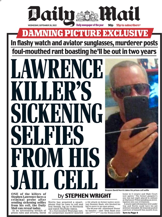 Daily Mail (UK), prima pagina
