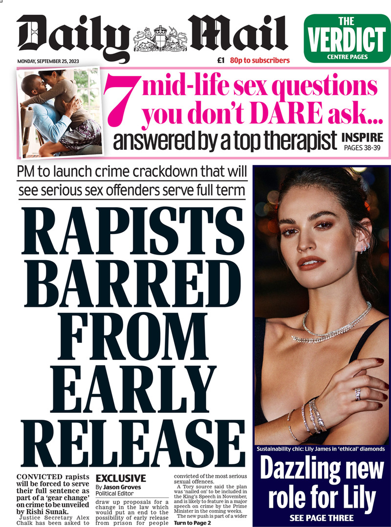 Daily Mail (UK), prima pagina
