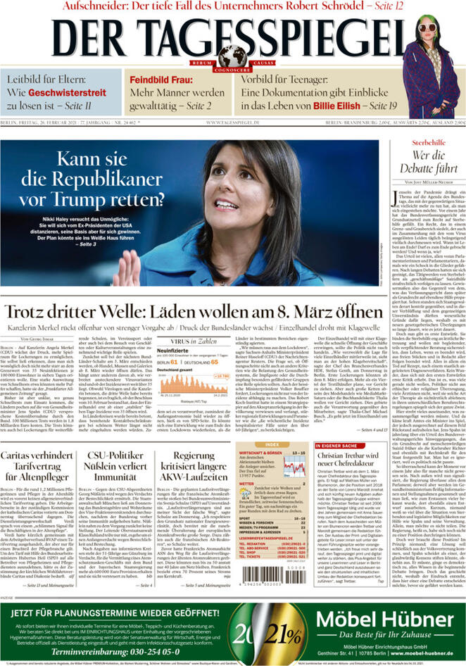 Der Tagesspiegel (Germania), prima pagina