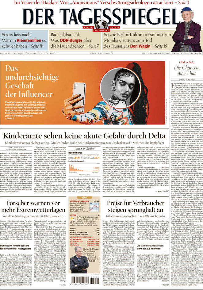 Der Tagesspiegel (Germania), prima pagina
