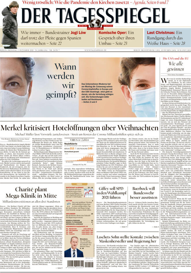 Der Tagesspiegel (Germania), prima pagina
