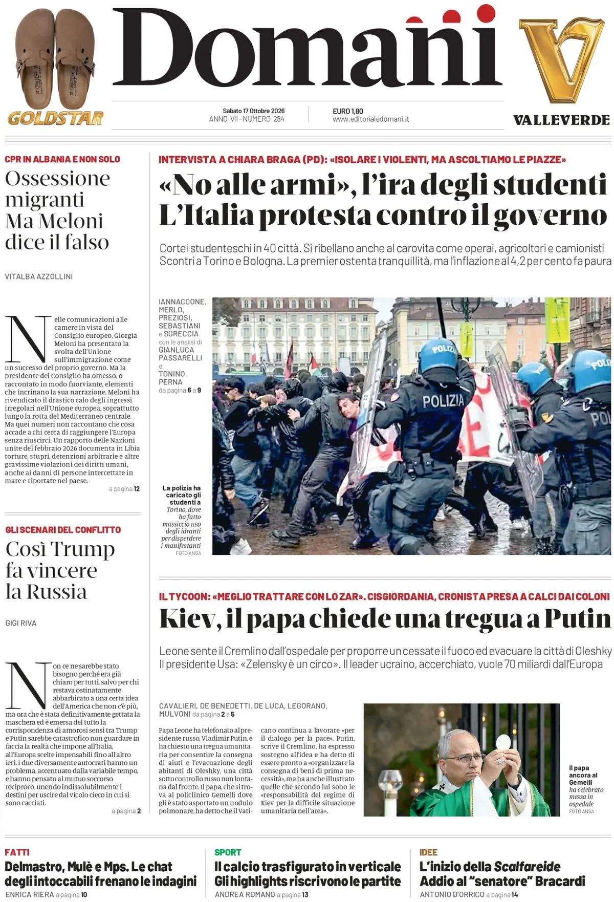 Domani, prima pagina