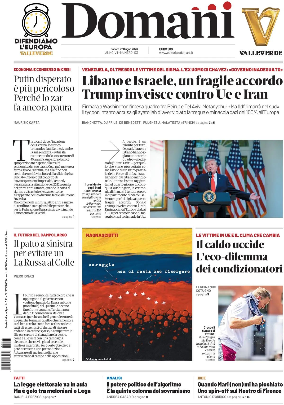 Domani, prima pagina