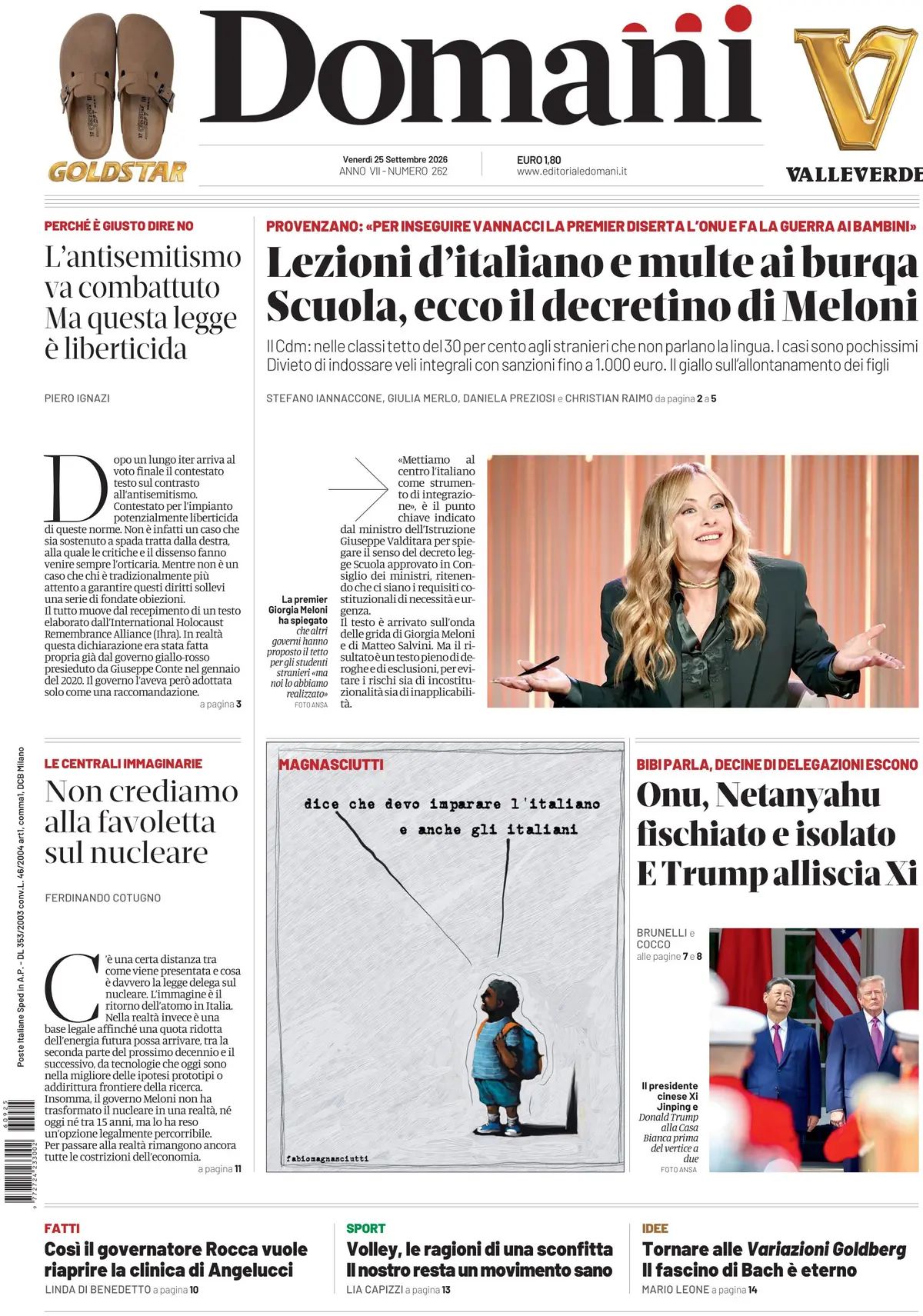 Domani, prima pagina
