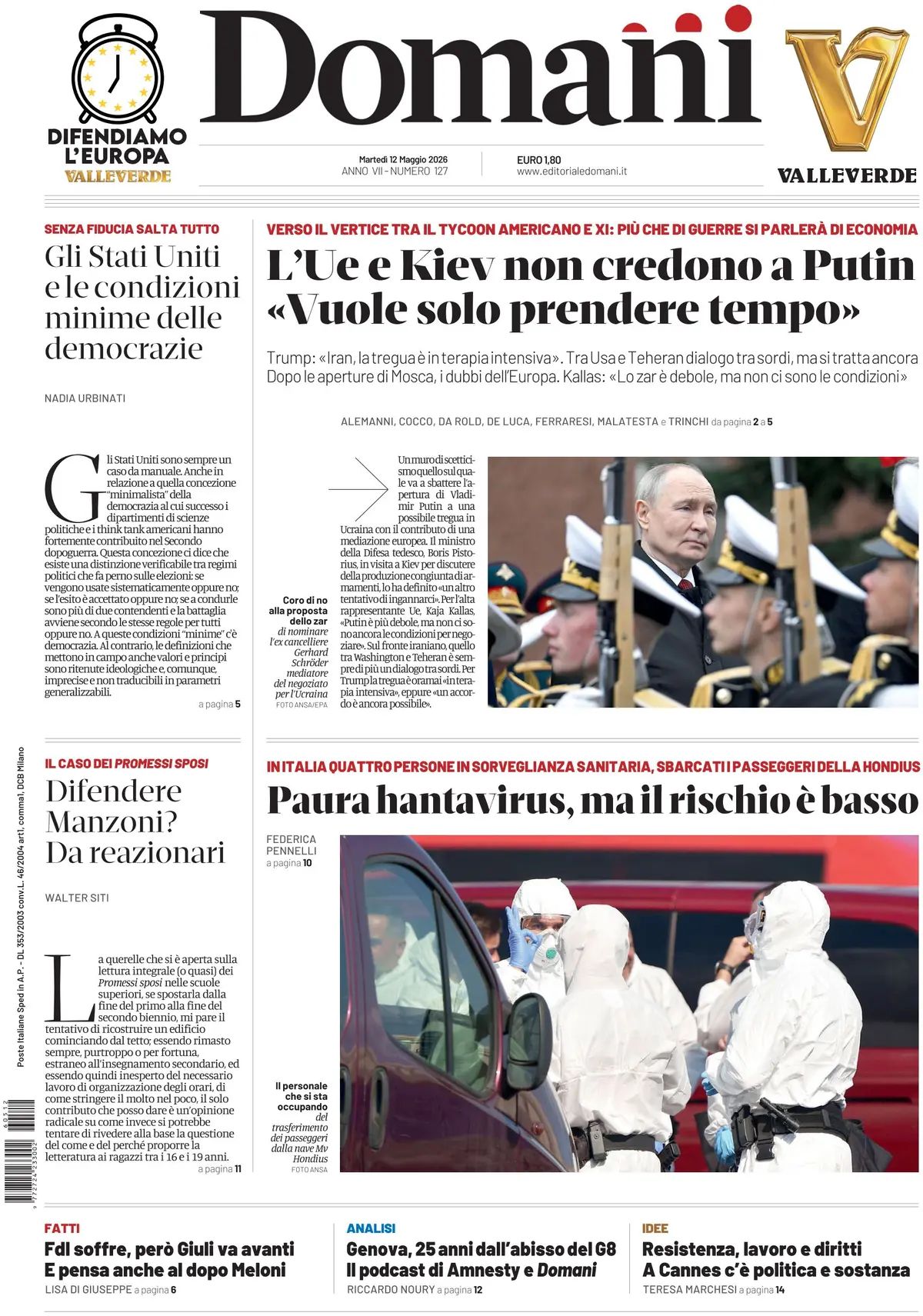 Domani, prima pagina