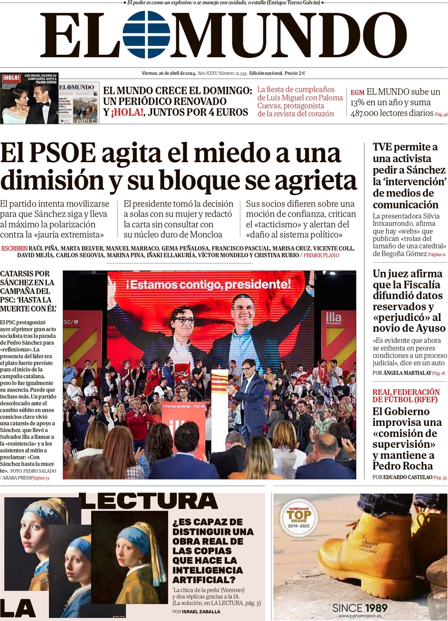 El Mundo (Spagna), prima pagina