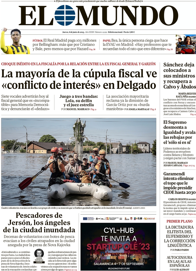 El Mundo (Spagna), prima pagina