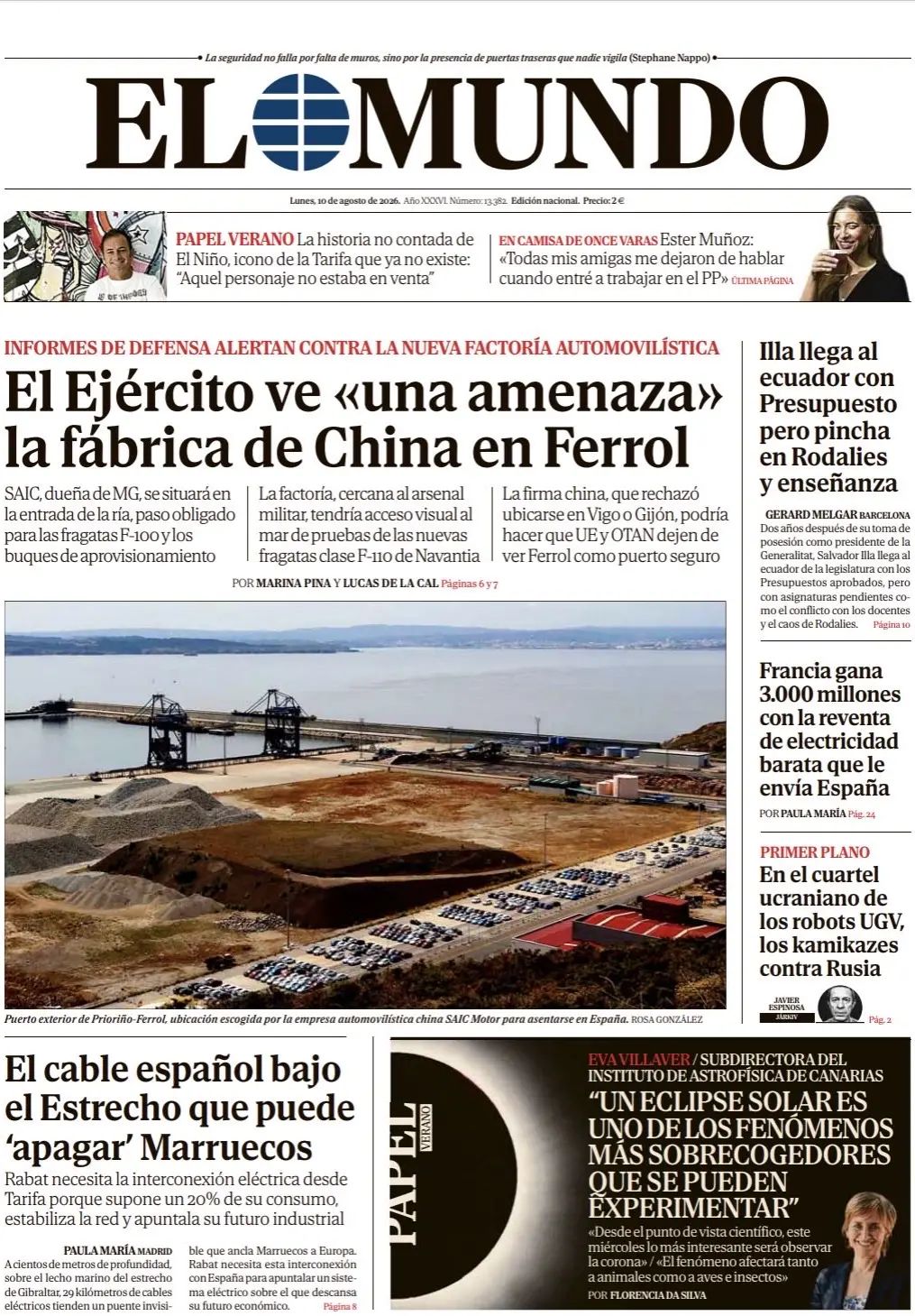 El Mundo (Spagna), prima pagina