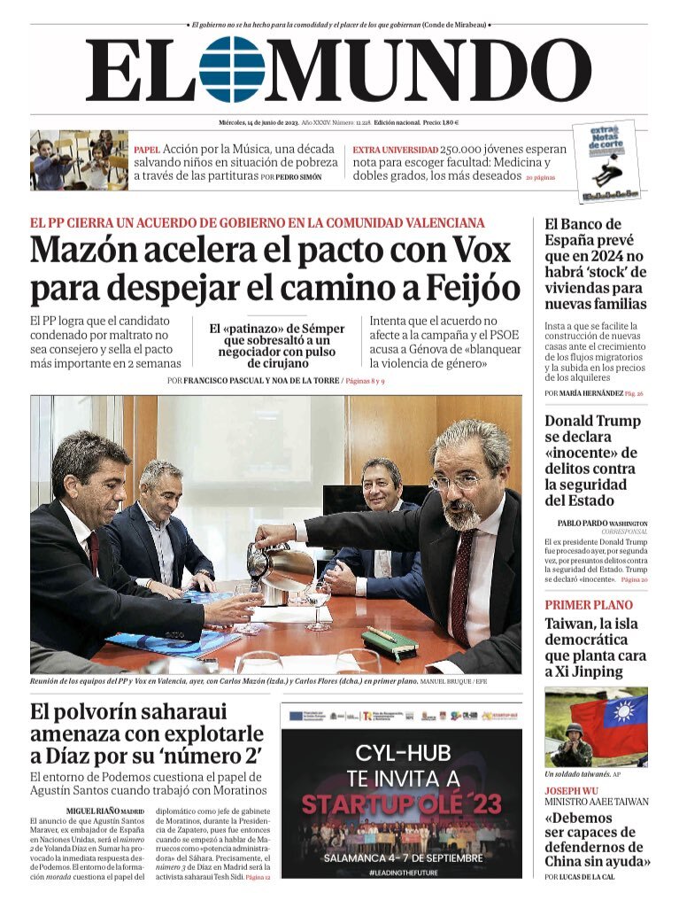 El Mundo (Spagna), prima pagina