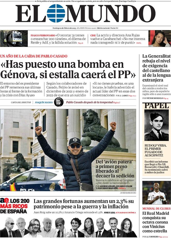 El Mundo (Spagna), prima pagina