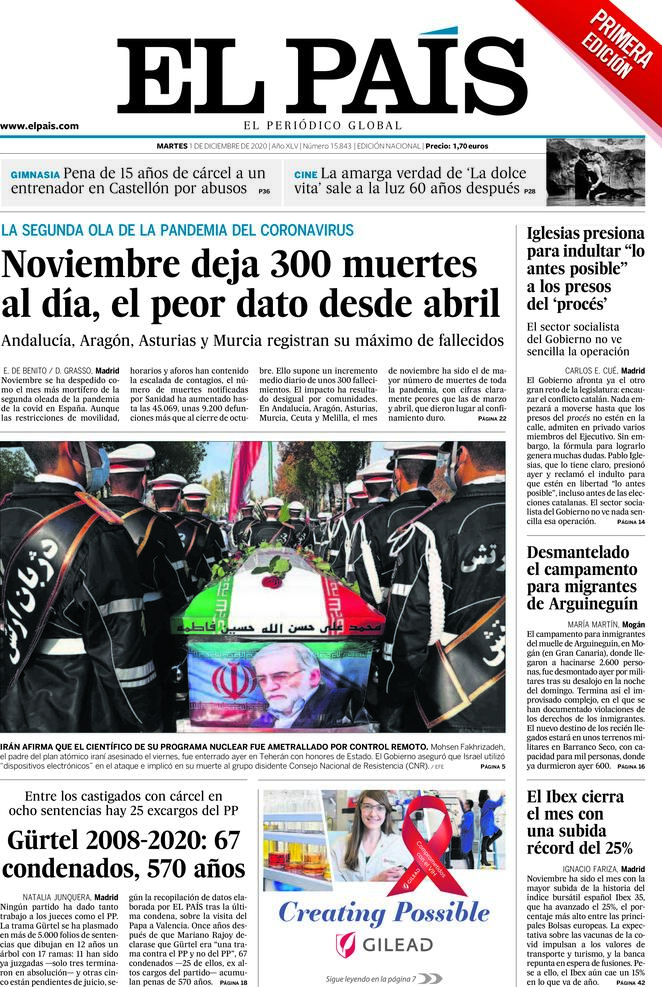 El Pais (Spagna), prima pagina