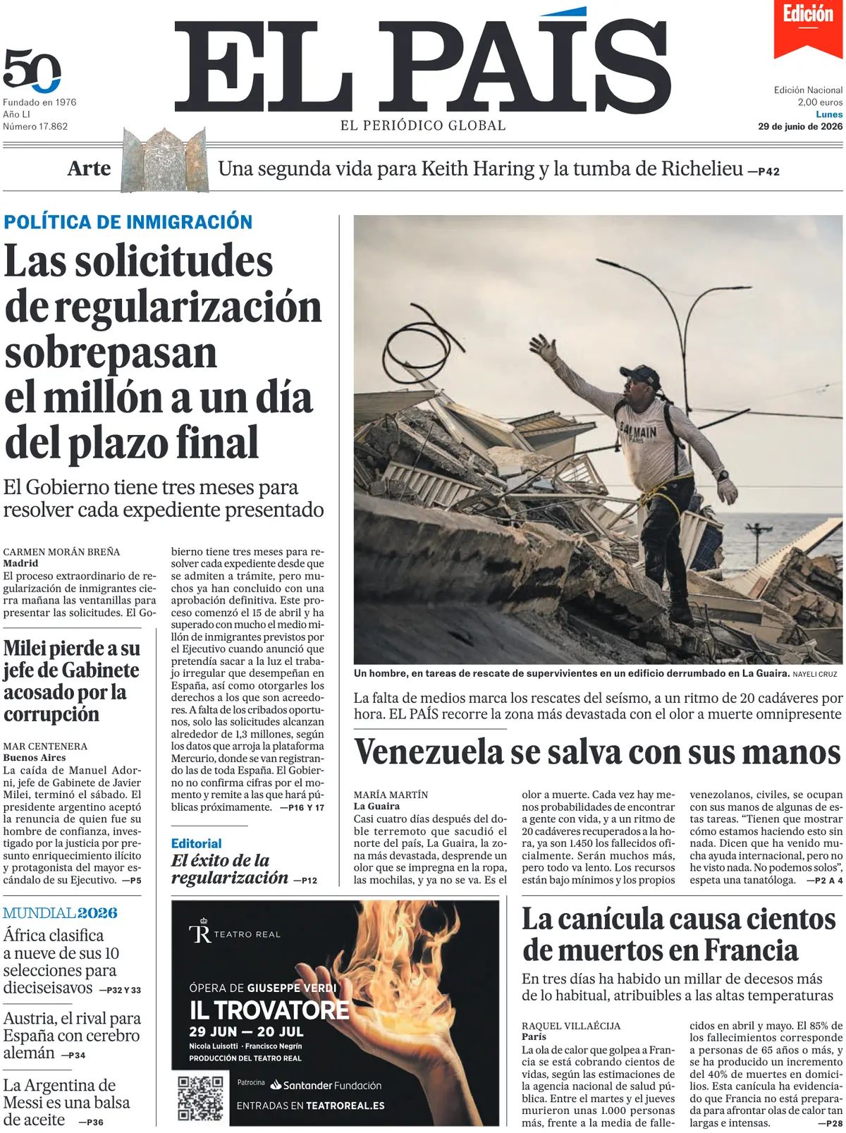 El Pais (Spagna), prima pagina