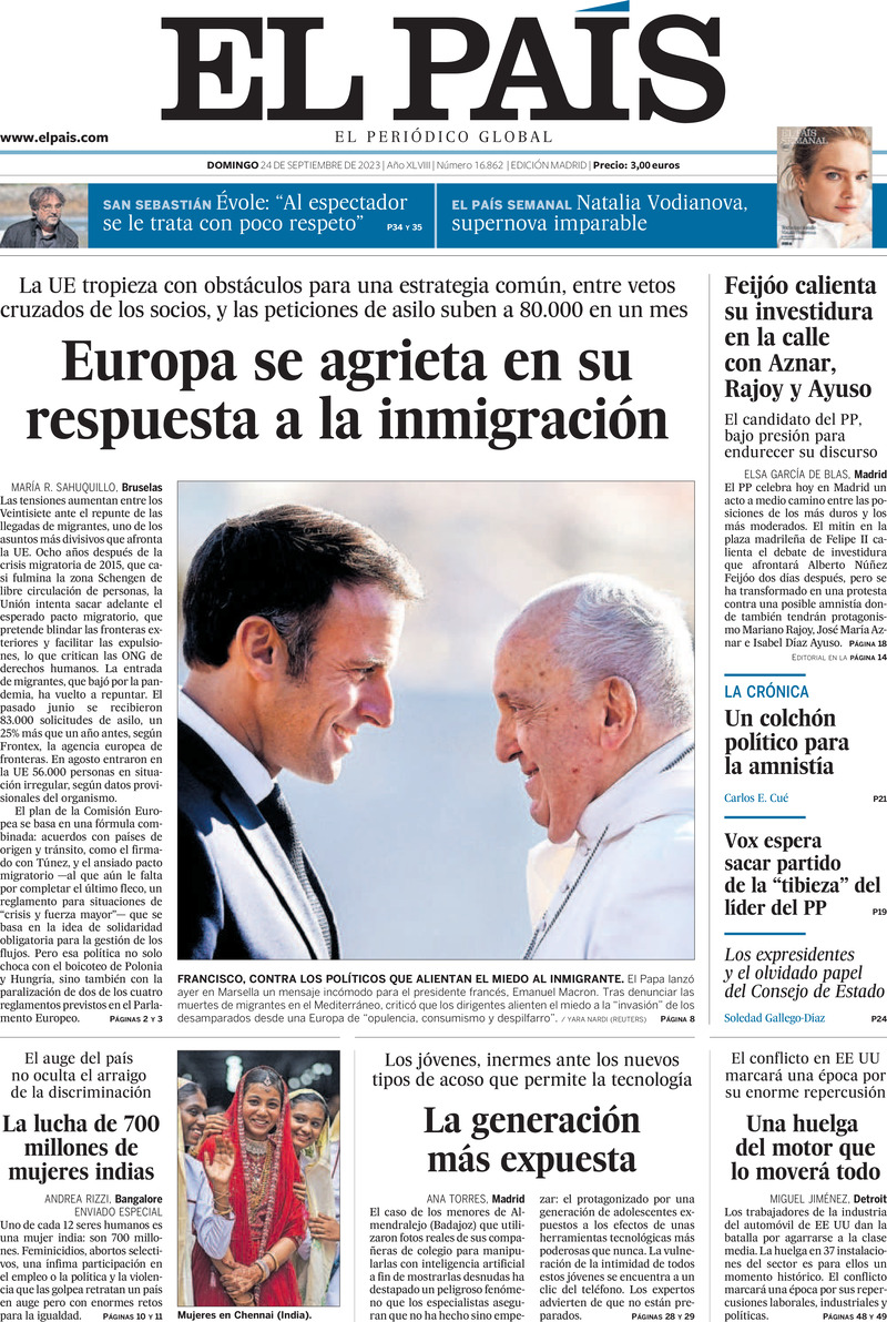 El Pais (Spagna), prima pagina