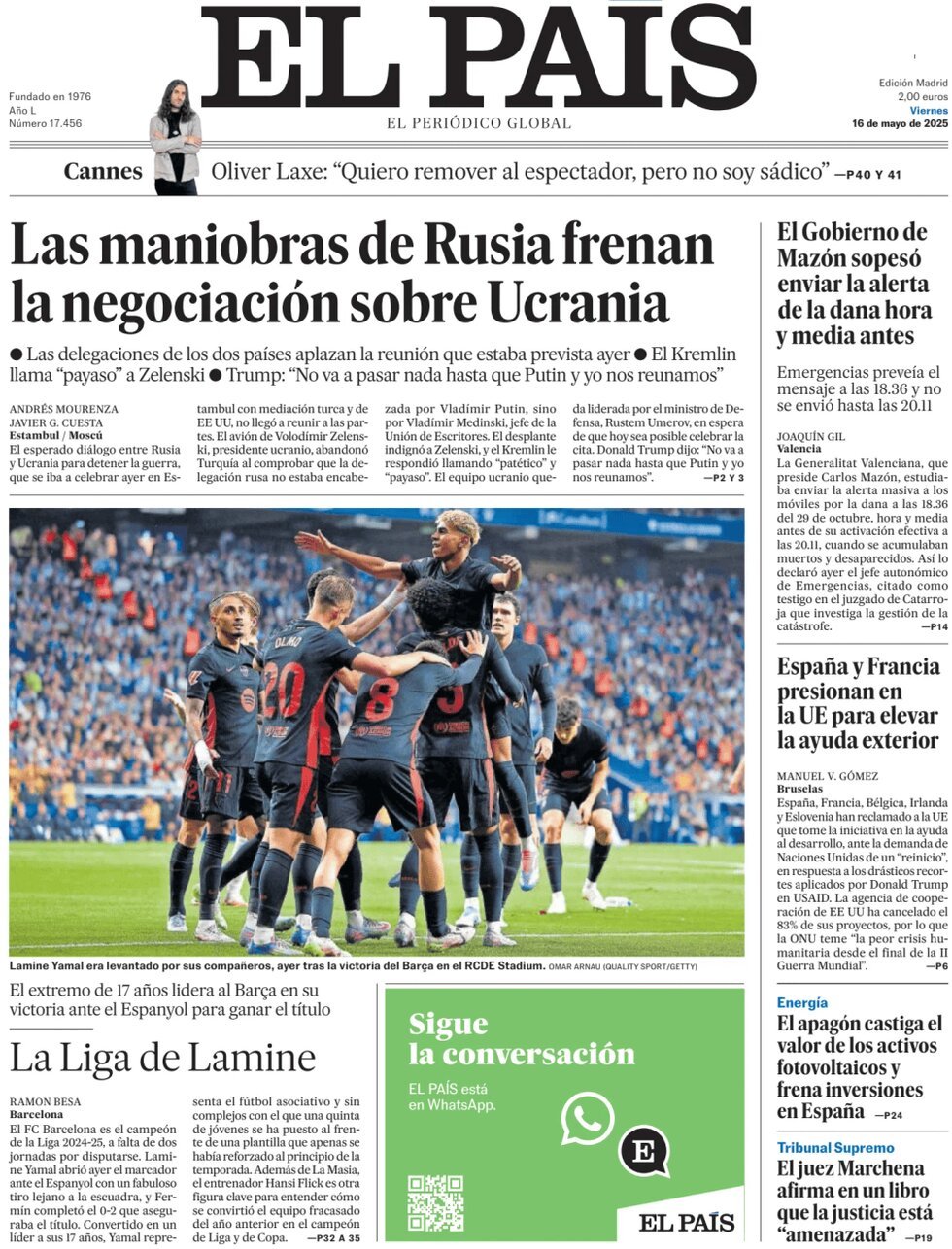 El Pais (Spagna), prima pagina