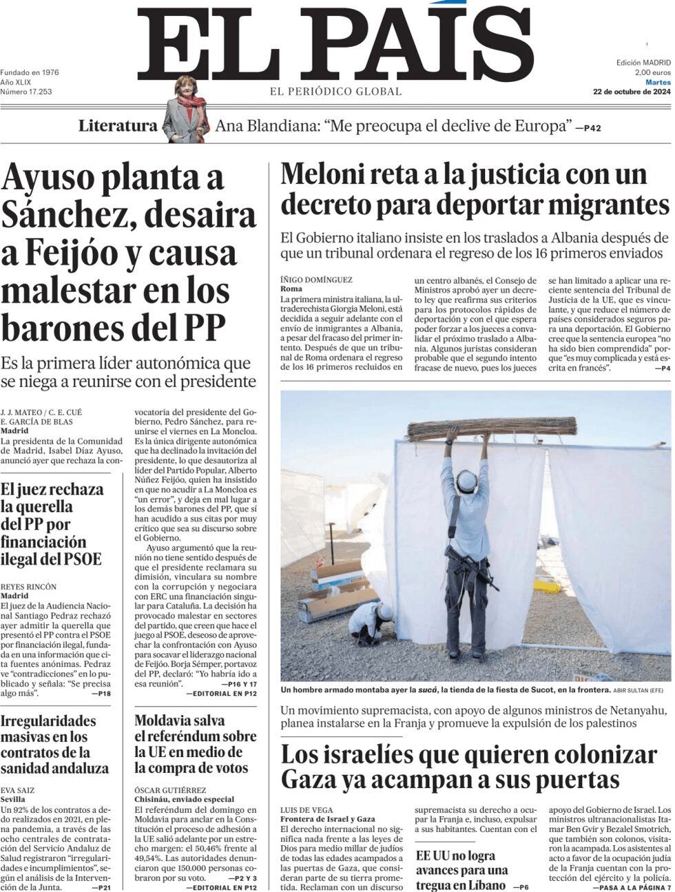 El Pais (Spagna), prima pagina