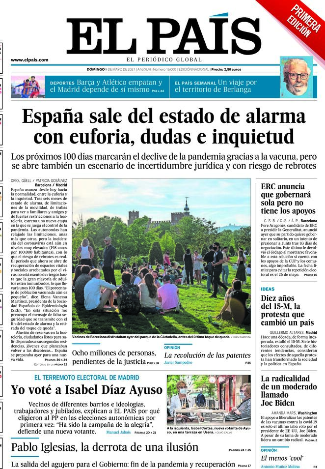 El Pais (Spagna), prima pagina