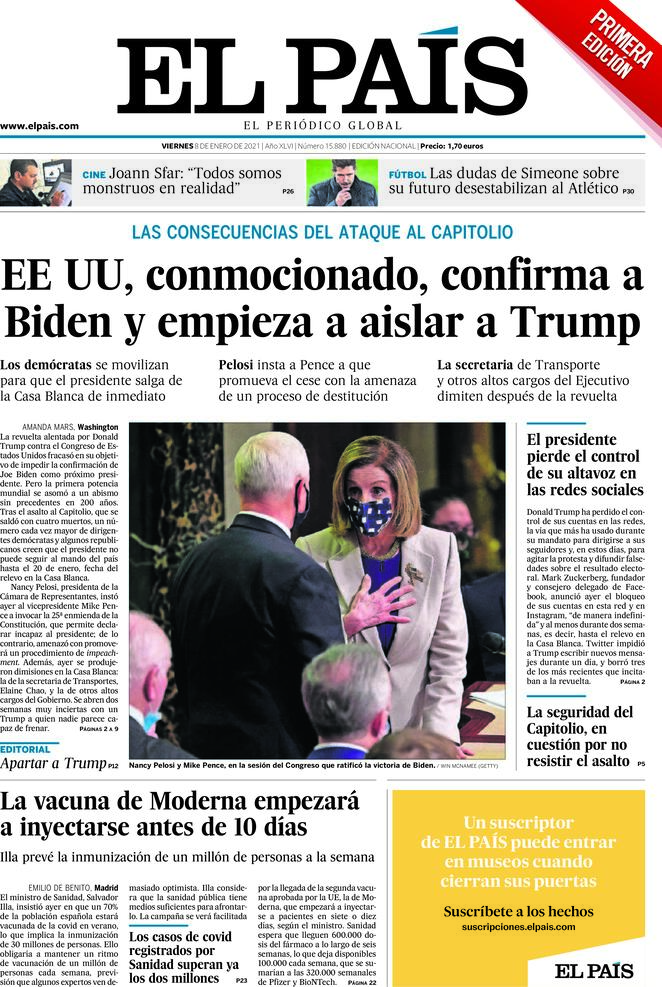 El Pais (Spagna), prima pagina