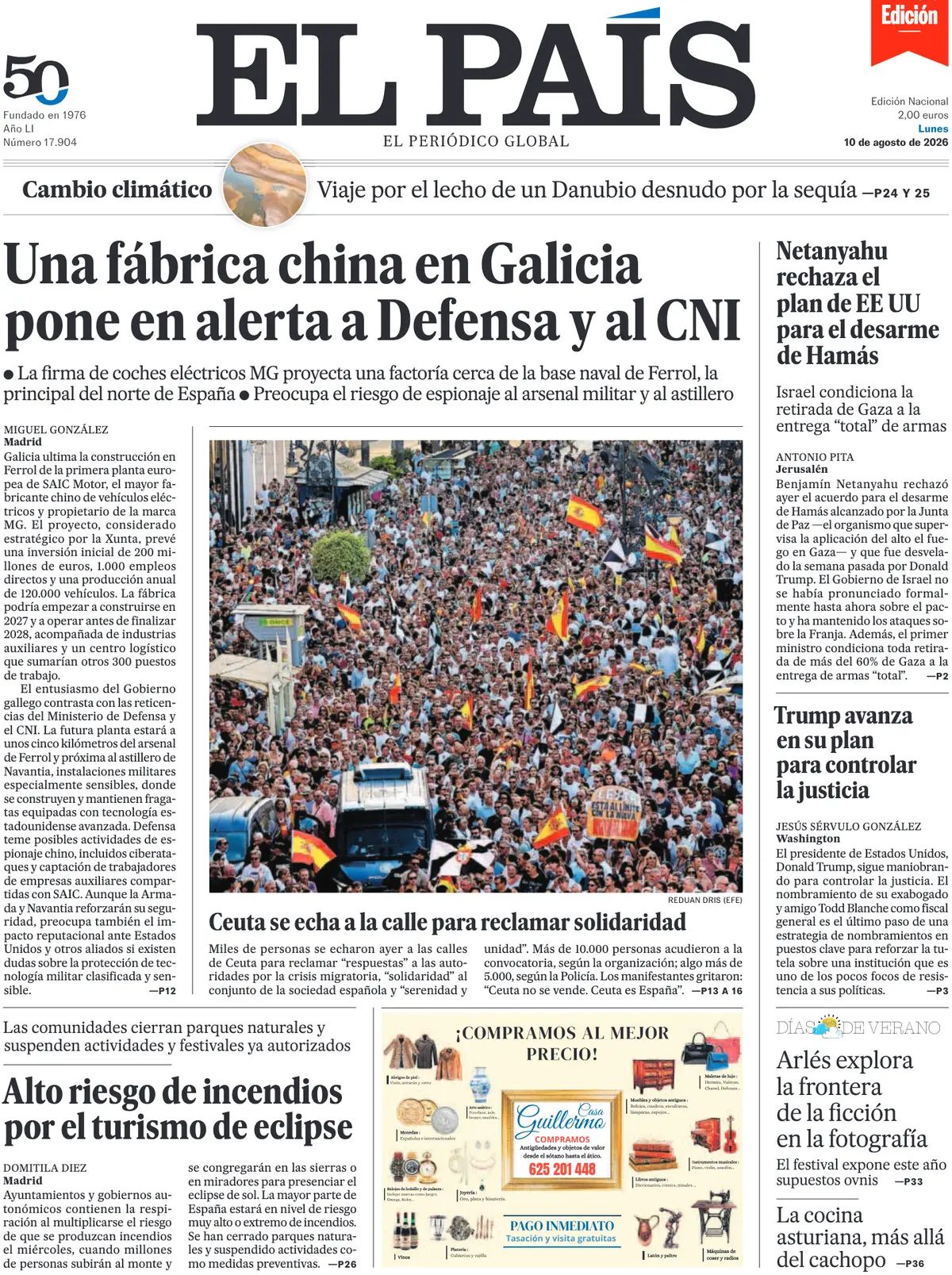 El Pais (Spagna), prima pagina