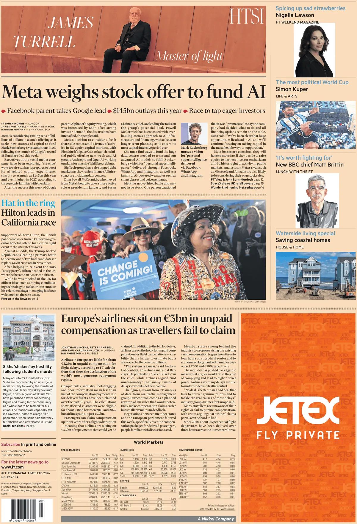 Financial Times (UK), prima pagina