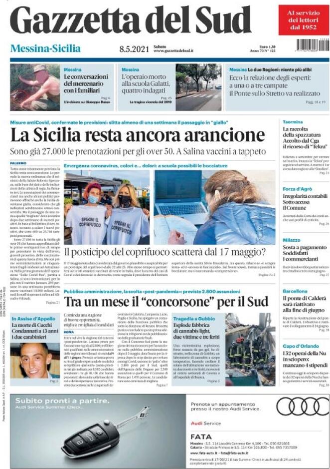 Gazzetta Del Sud, prima pagina