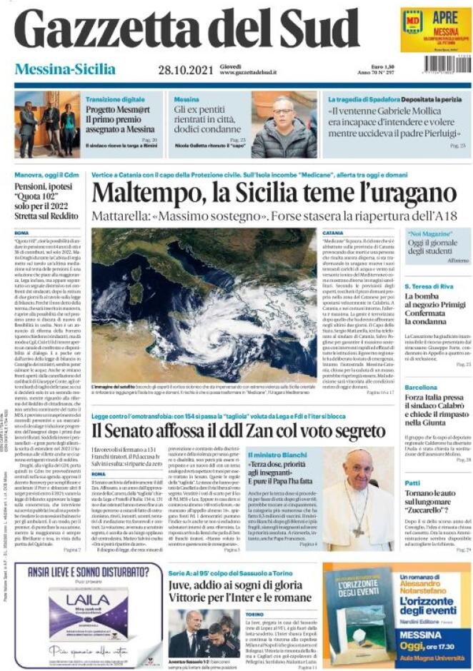 Gazzetta Del Sud, prima pagina